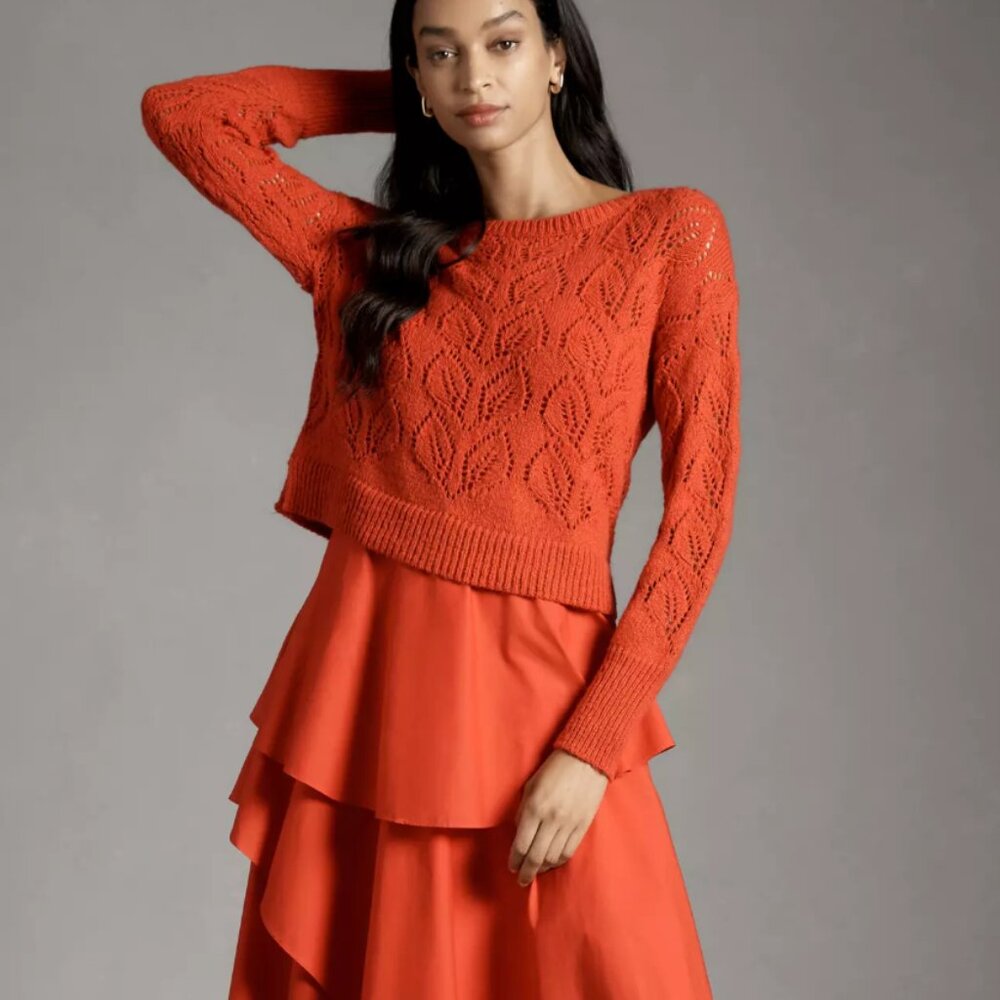 By Anthropologie Twofer Sweater Tiered Midi Dress Size M